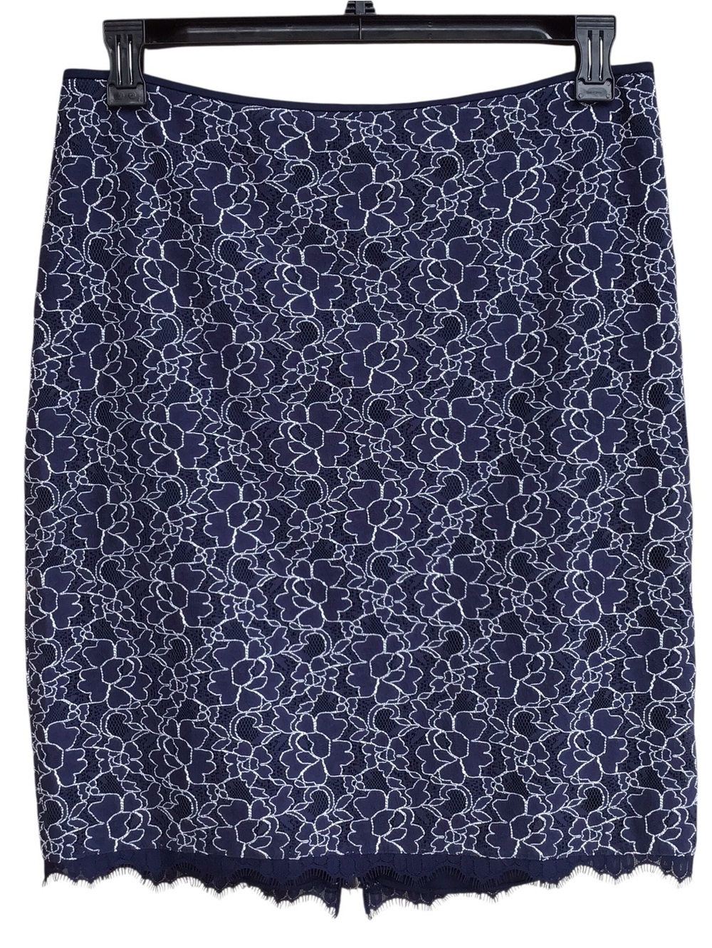 Diane Von Furstenberg DVF Scotia Corded Lace Pencil Skirt Navy